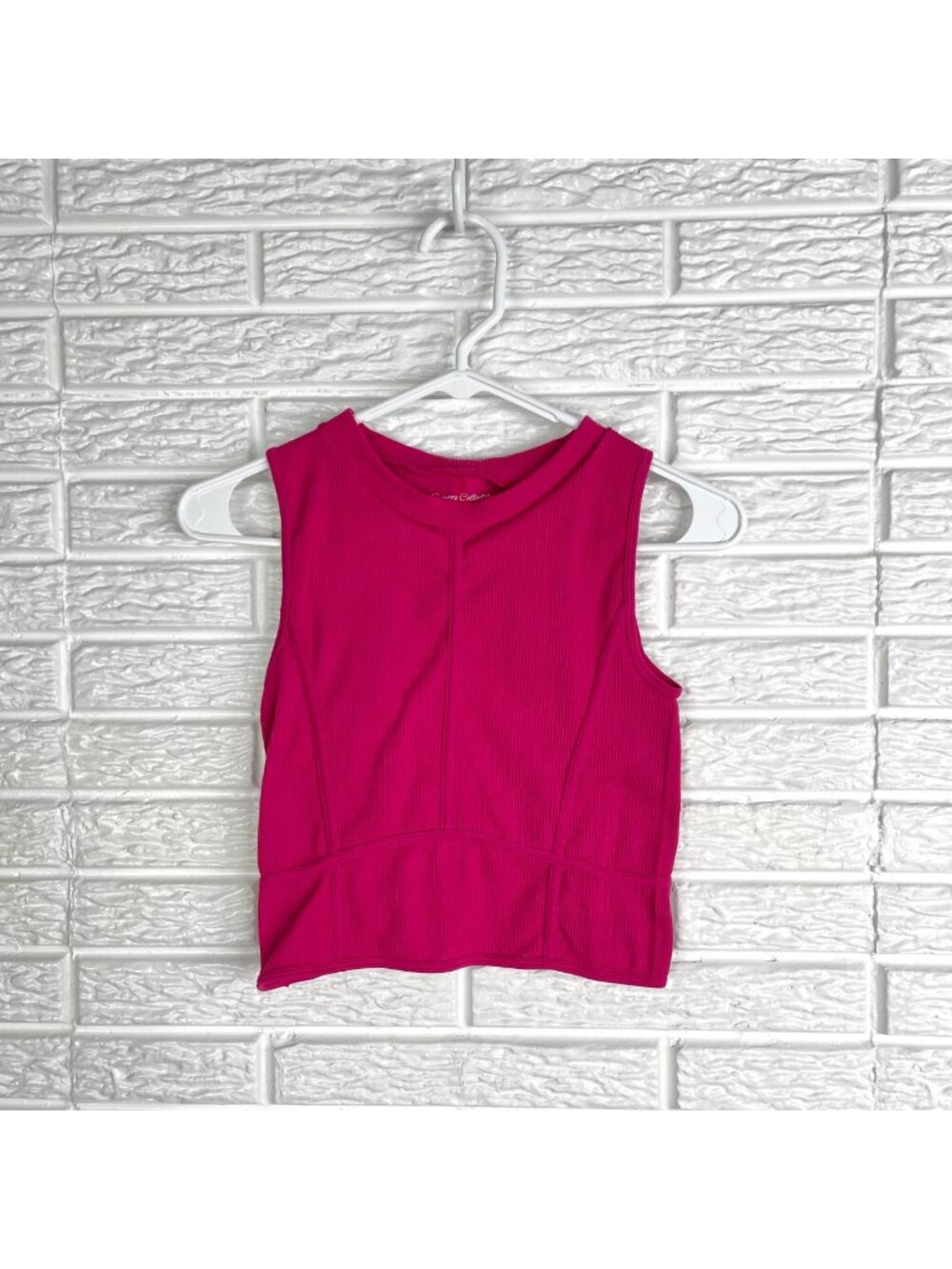 Suzette Connection Magenta Pink Ribbed Sleeveless Crop Top Size Medium/Large
